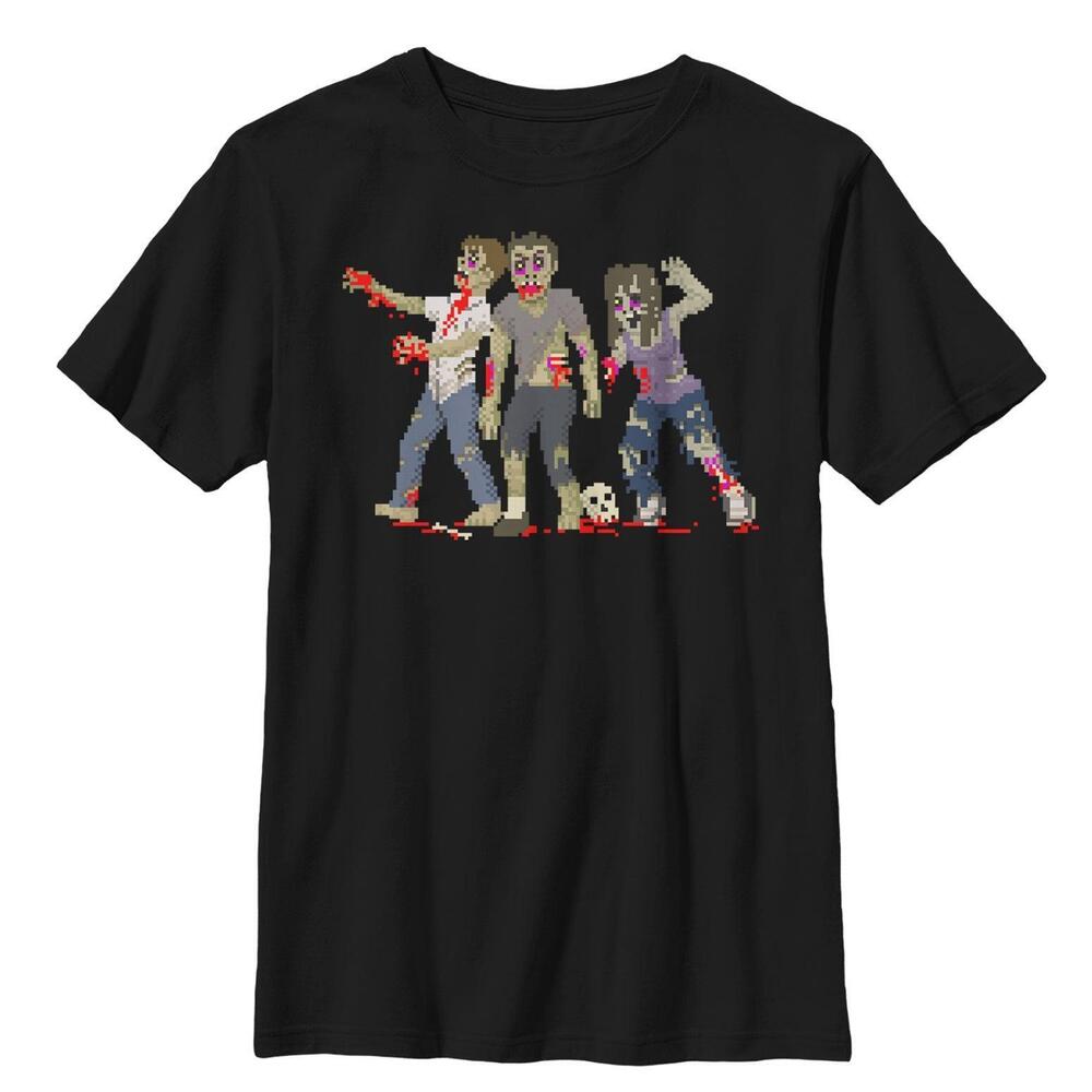 Boys Lost Gods Halloween Pixelated Zombie Attack Tshirt
